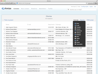 Contacts list